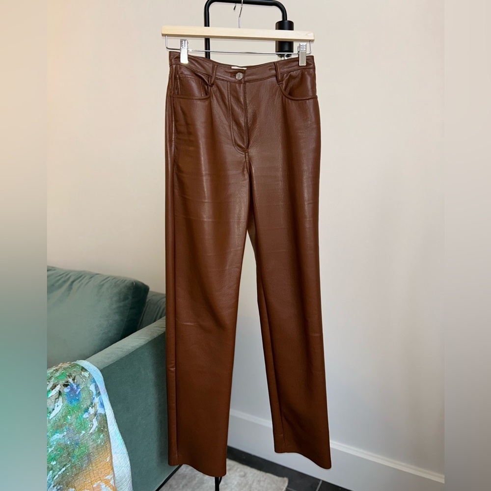 Wilfred Tan Faux Leather Pants
